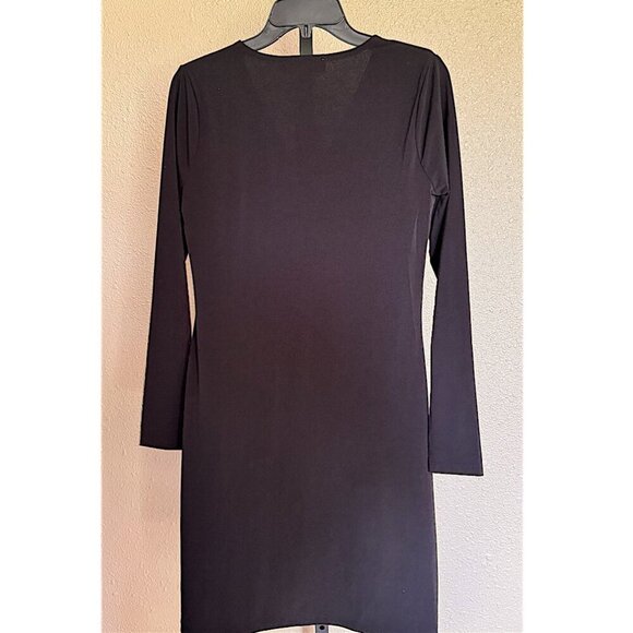 MICHAEL Michael Kors Black V-Neck Keyhole Dress Long Sleeve Medium - Picture 7 of 8